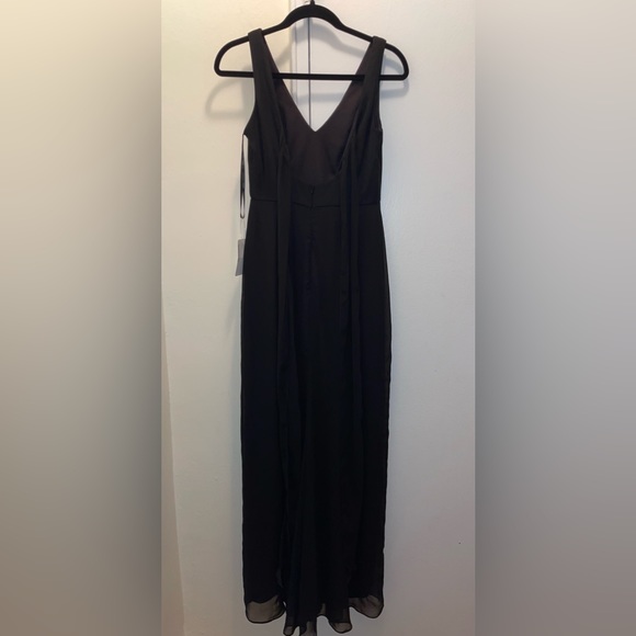 NWT Social Bridesmaids 8194 Black Sleeveless Tie Back Chiffon Gown Dress Size 2 - Picture 7 of 11